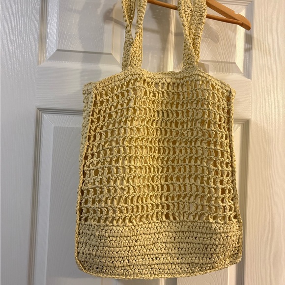 Straw Studios Handbags - Straw Studios Soft Pale Yellow Crochet Tote